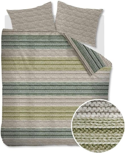 Ambiante Cozy Knit dekbedovertrek - Tweepersoons - 200x200/220 - Groen