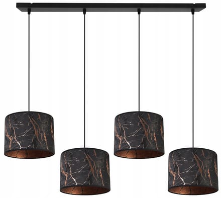 Light-Home Werona – Hanglamp 4-lichts – Zwart met koper – Verstelbare hoogte – Stoffen kappen