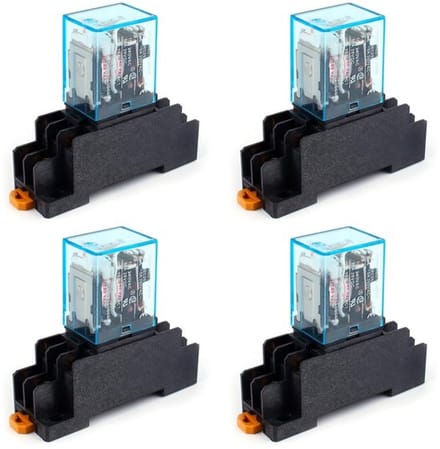 Allecto - Power Relay met Basis - Ac 220V 10A Dpdt - 4 Stuks