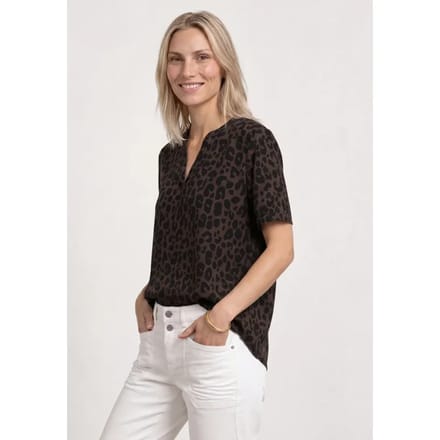 Blouse shirt met gespleten hals en print