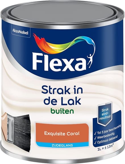 Flexa - Strak In De Lak Buitenlak Zijdeglans - Exquisite Coral - Mengverf - 1 L