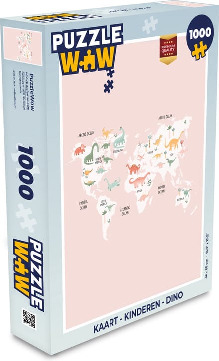 Puzzel Kaart - Kinderen - Dino - Legpuzzel - Puzzel 1000 stukjes volwassenen