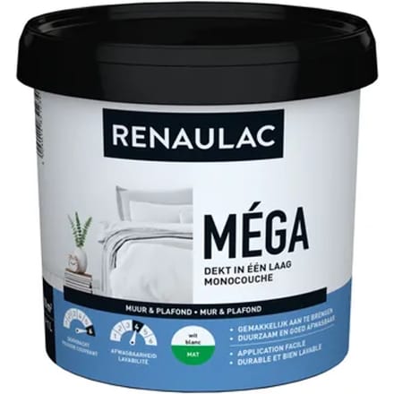 Renaulac Latex Méga Mat Wit 1l