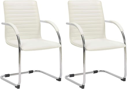 CLP Tira Set van 2 Eetkamerstoelen - Bezoekersstoel - Met armleuning - Kunstleer - creme