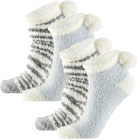 Apollo Kindersokken - 2 pack - blauw/wit - one size - pluche - warm