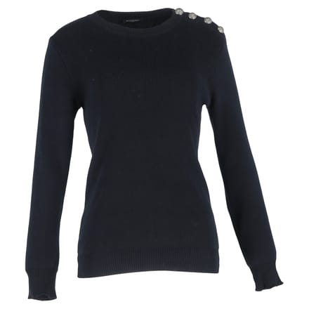 Balmain gebreide trui met knoopdetails in zwarte wol