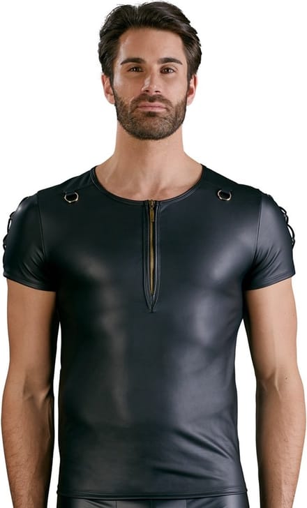 Wetlook Shirt met Rijgveters en O-ringen