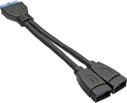 Pin Header adapter USB3.0 (v) - 2x USB-A (v) - 0,15 meter