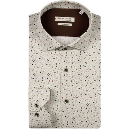 Giordano Overhemd Maggiore Fine Twill Allover Graphic Pattern Groen / male