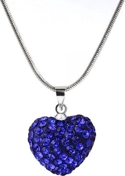 Fako Bijoux® - Ketting - Disco Dots - Hart - Donkerblauw