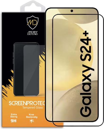 MobyDefend Screenprotector - Geschikt voor Samsung Galaxy S24 Plus (S24+) - Screensaver Met Zwarte Randen - Gehard Glas