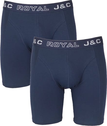 J&C Underwear heren boxershorts - lange pijp - maat L - 2-pack - marine