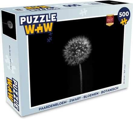 Puzzel Paardenbloem - Zwart - Bloemen - Botanisch - Legpuzzel - Puzzel 500 stukjes