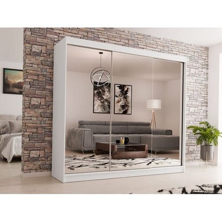 BeautySofa24 Hangkast Debra 240/216/61 wit met spiegel