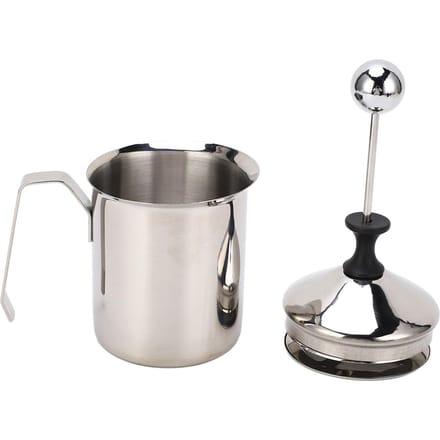 Handmatige Melkopschuimer 500cc Roestvrij Staal Dubbellaags Dik Handvat Handpomp Opschuimer voor Thuis Café white