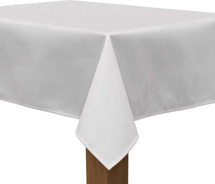 MixMamas Vierkant Tafelkleed Gecoat - Ø 140 cm – Ogee Jacquard - Gebroken Wit