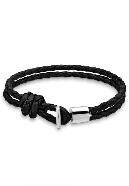 KUZZOI - Armband - Kunstleder Geflochten 925 Silber - Heren