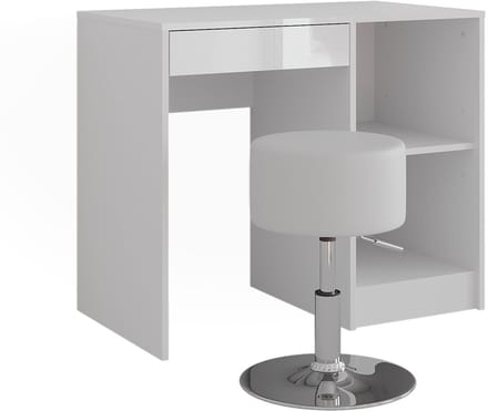 Vicco Sherry Kaptafel – 89.8 cm met kruk Wit/wit hoogglans