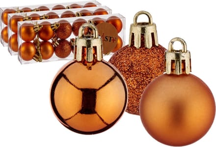 Krist+ Kerstballen - 36x ST - oranje - kunststof - 3 cm - glitter - mat