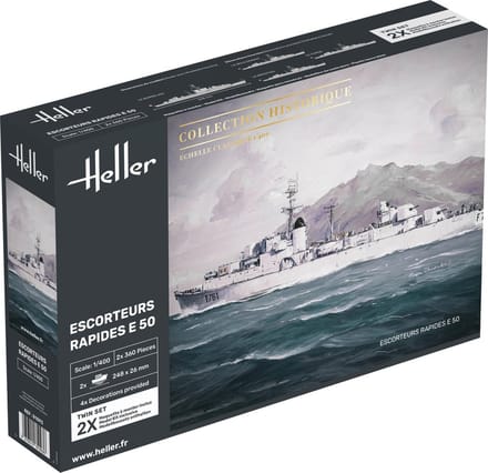 Heller Modelbouwpakket Militaire voertuigen - 81093 Escorteurs Rapides E50 - Frigate Le Corse-class - 2 Fregat Schepen Plastic - 1:400 - Modelbouw
