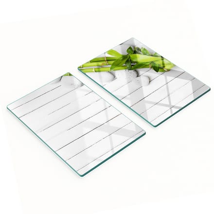 Set van gehard glazen snijplanken met bamboepatroon, 2x40x52 cm