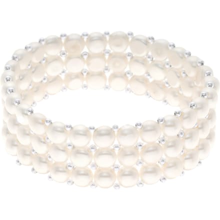 Manchet armband 3 rijen Zoetwater Pearl White 925