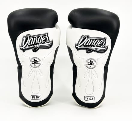 Danger Ultimate Fighter Bokshandschoenen - Echt Leer - Zwart/Wit 14 oz