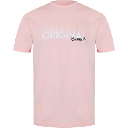Original Penguin Heren Belettering Crew Hals Regular T-shirt (Roze)