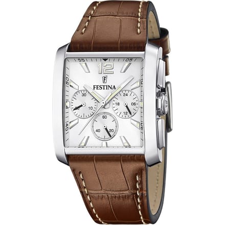 Festina heren chronograaf bruine leder band