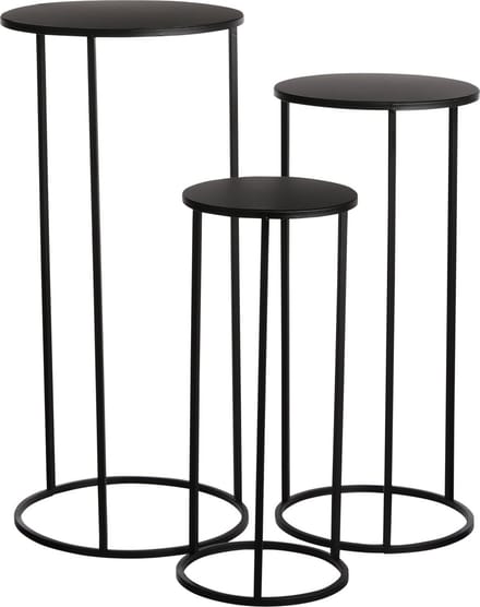 Mica Decorations Quinty Bijzettafel - Set van 3 - H70 x Ø32 cm - Metaal - Zwart