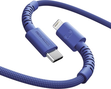 Fresh 'n Rebel FlexWave Oplaadkabel voor iPhone - USB-C – Extra lang (2m) - Siliconen gevlochten kabel - USB-C naar Apple Lightning - True Blue