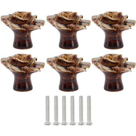 6 stuks kastknoppen in roosvorm, delicate keramische knoppen voor ladekasten, luipaardprint, wit