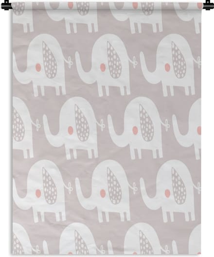 Wandkleed - Wanddoek - Olifant - Design - Stippen - 60x80 cm - Wandtapijt