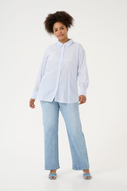 Overhemd met lang mouwen Loose fit Blue/White Stripe blue white