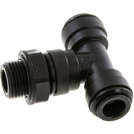10mm x G3/8'' inline T-stuk POM Insteekfitting Buitendraad FDA Draaibaar NBR
