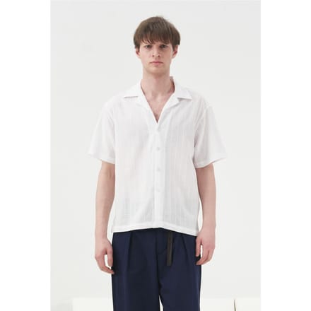 Korte Mouwen Textured Katoenen Shirt