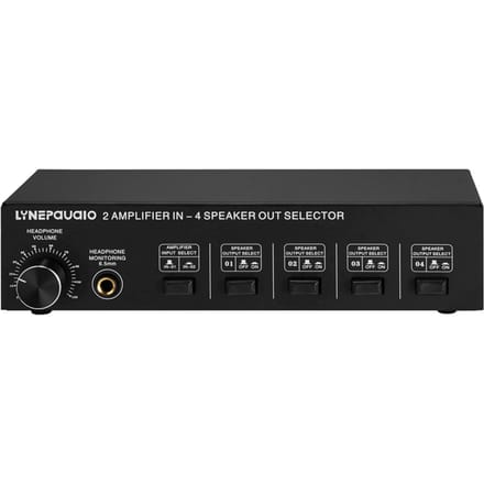 LINEPAUDIO 2 in 4 Out luidsprekerkeuzeschakelaar, 4 zoneversterker en luidsprekerkeuzeschakelaar met volume zwart