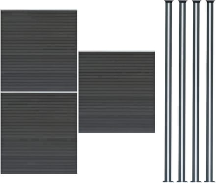 Composiet schutting set - grijs - 185x526cm - 4 led palen