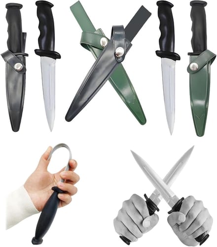 Set van 4 Rubber Trainingsmessen voor Martial Arts, Oefenwapens voor Zelfverdediging en Training