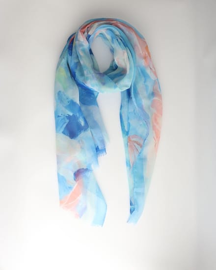 Fay scarf- Accessories Junkie Amsterdam- Dames- Lang- Katoen- Shawl- Gestript- Dun- Blauw