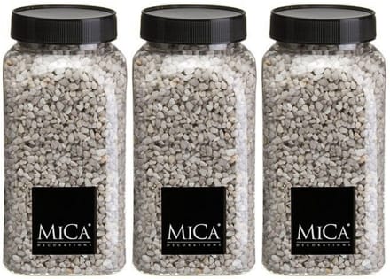 Mica Decorations decoratie stenen/granulaat - 3x - 650ml - lichtgrijs - hobby steentjes