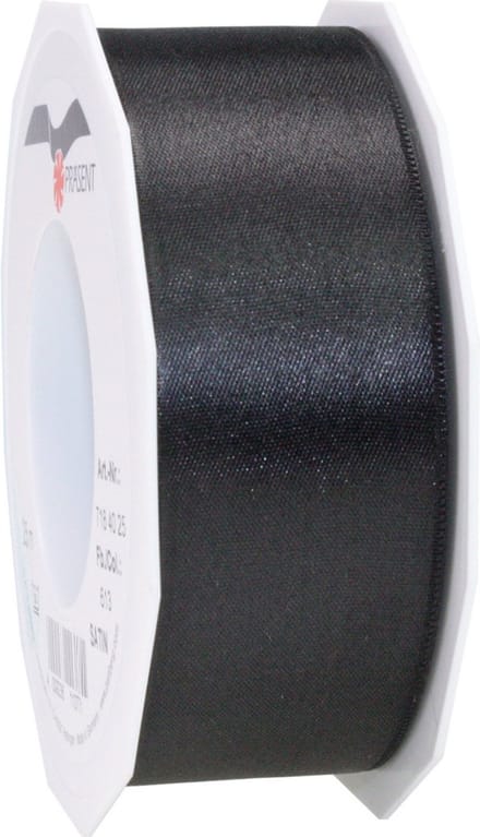 Glorex hobby - Satijn cadeau sierlint zwart en wit 25 meter x 0.4 cm