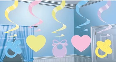 5x stuks Rotorspiralen versiering babyshower 6 cm - Feestartikelen geboorte