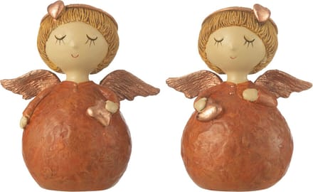 J-Line figuur Engel Hart - polyresin - koper - small - 2 stuks