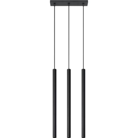 Hanglamp PASTELO 3 met 3 buiskappen in lijn - Sollux Lighting - IP20 - Zwart staal behuizing - 30 x 5 x 90 cm - 3 x G9 LED, exclusief lichtbron - 3 x 8 W - Moderne hanglamp voor woonkamer, slaapkamer en eetkamer