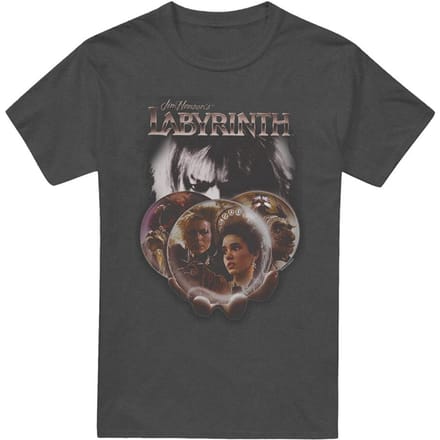 Labyrinth Unisex Volwassen Globe Heather T-shirt L houtskool