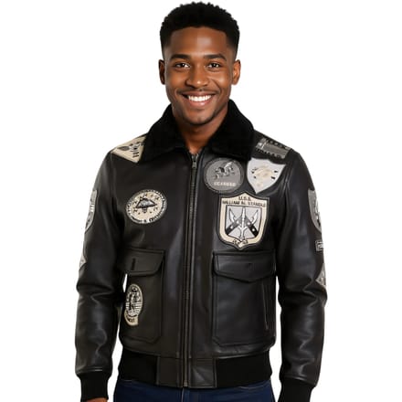 Heren True Black Top Gun A2 leren bomberjack - Perth