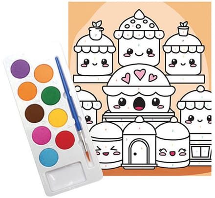 Lobbes schilderen op nummer set kawaii cakes acrylverf penseel.