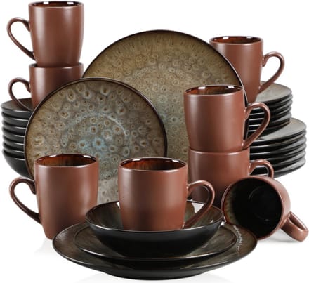 Bolt Edge Serviesset - Bruin Porselein - 8 Persoons - 32 Delig - Luxe Bordenset
