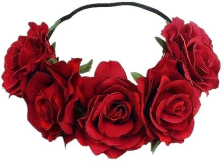 Bloemen haarband donkerrood